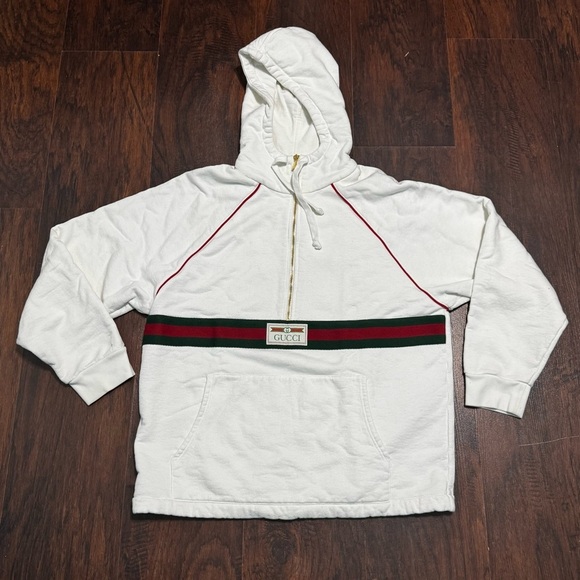 Gucci Web Accent thick White Hoodie Men’s Small - Picture 1 of 14